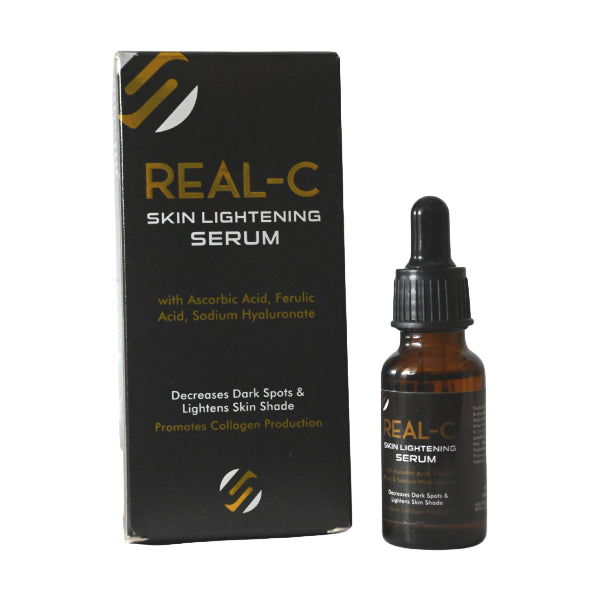 REAL-C SKIN LIGHTENING SERUM with Ascorbic Acid, Ferulic Acid, Sodium Hyaluronate Decreases Dark Spots & Lightens Skin Shade Promotes Collagen Production