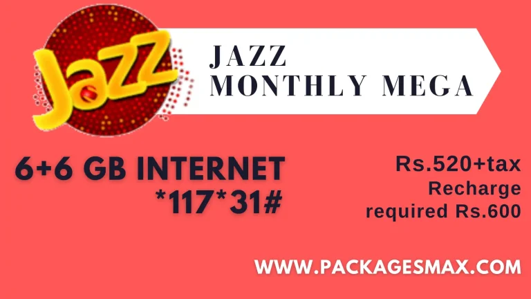 JAZZ Monthly Data Sim Internet Package *117*31#