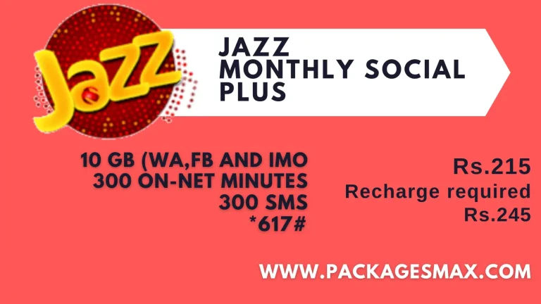 Jazz Monthly Social Offer *617# – Prepaid Social Plus