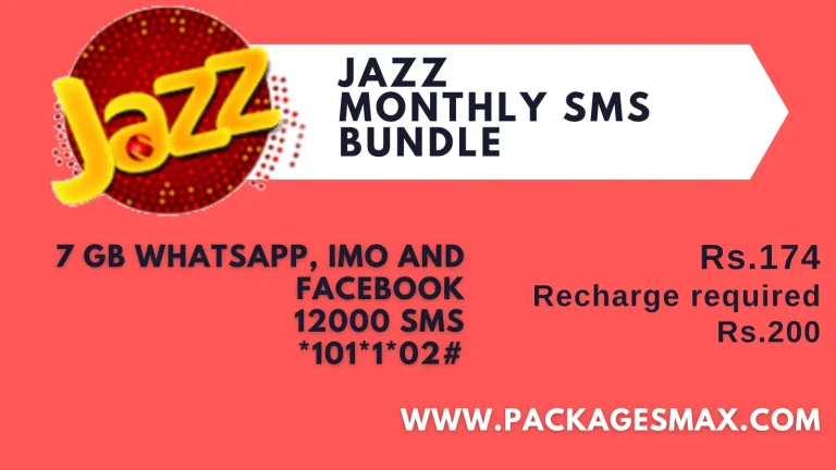 Jazz Monthly SMS Package *101*1*02# – 30 Days Social Bundle