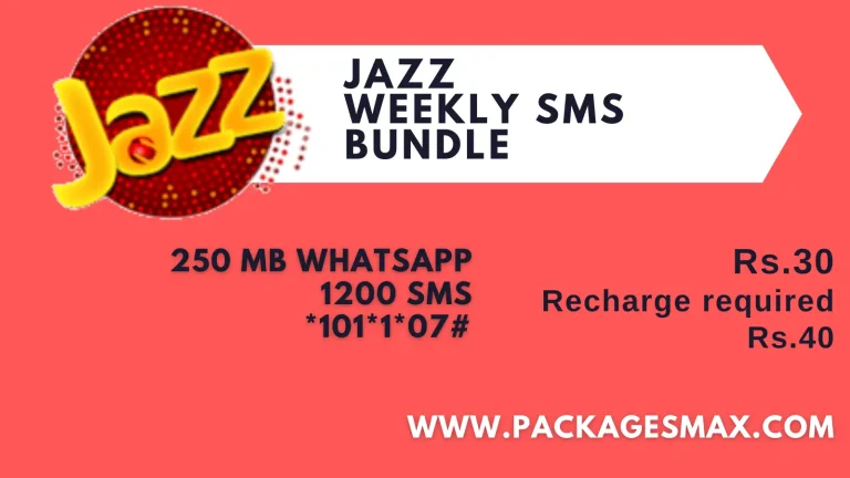 Jazz Weekly SMS Package *101*1*07# – 7 Days SMS & Whatsapp
