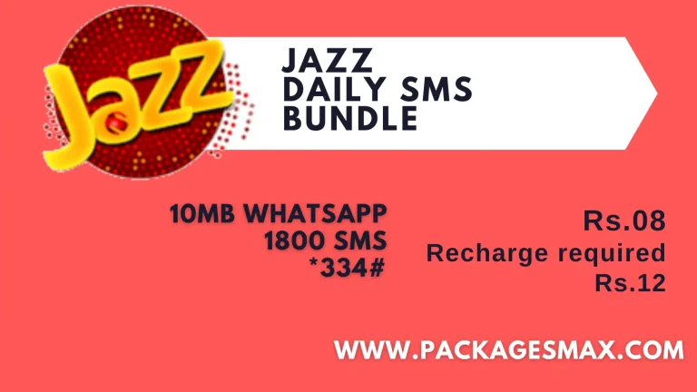 Jazz Daily SMS Package *334# – 24-hour SMS & Whatsapp