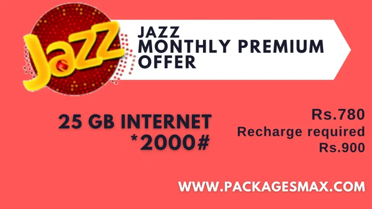 Jazz Monthly Internet Package *2000# – Monthly Premium Offer
